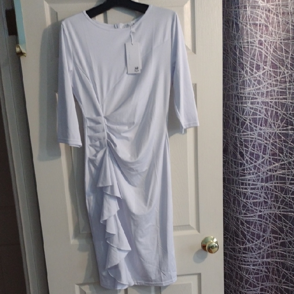 Yajedo Elegant White Long Sleeve Dress